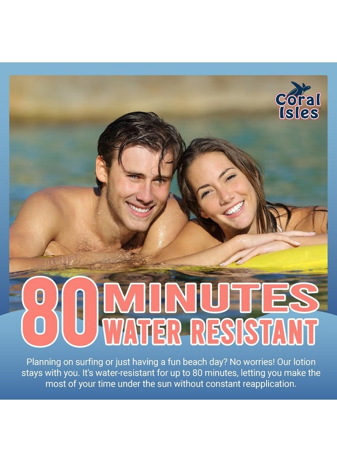 Coral Isles Sunscreen SPF 50 | Hawaii Compliant as Reef Safe | Octinoxate & Oxybenzone Free | Broad Spectrum UVA/UVB Protection | Water Resistant 80 Min. | Fragrance Free | 6 Fl Oz Lotion