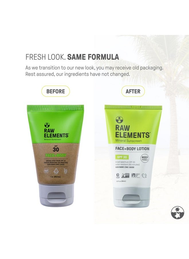 Raw Elements Face and Body Mineral Sunscreen SPF 30 Tube, Organic Sunblock Daily Protection, Non Toxic Reef Safe, Water Resistant, Cruelty Free, 3 oz (Pack of 1)