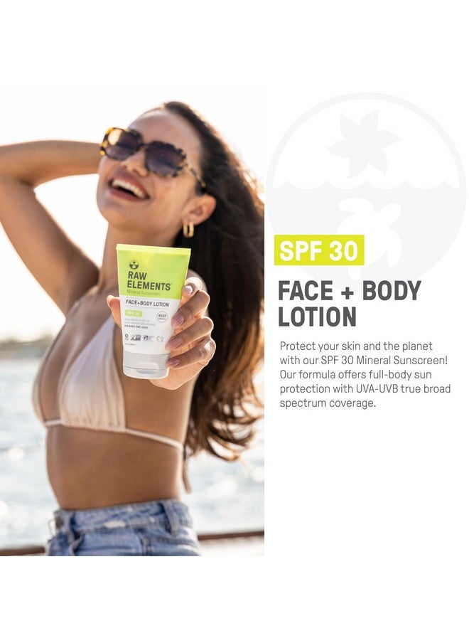 Raw Elements Face and Body Mineral Sunscreen SPF 30 Tube, Organic Sunblock Daily Protection, Non Toxic Reef Safe, Water Resistant, Cruelty Free, 3 oz (Pack of 1)
