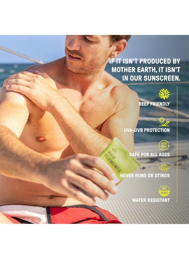 Raw Elements Face and Body Mineral Sunscreen SPF 30 Tube, Organic Sunblock Daily Protection, Non Toxic Reef Safe, Water Resistant, Cruelty Free, 3 oz (Pack of 1)