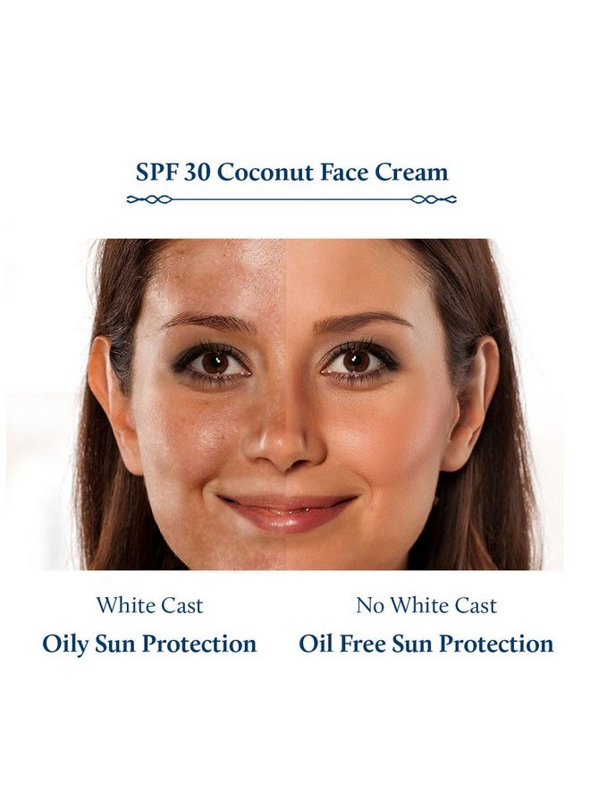 Blue Nectar Coconut Face Cream with SPF 30 Sunscreen for Women | Plant Based Oil Free Moisturizer for Face with Vitamin E | Brightening Sunscreen for Oily, Dry & Sensitive Skin (16 Herbs, 50g)