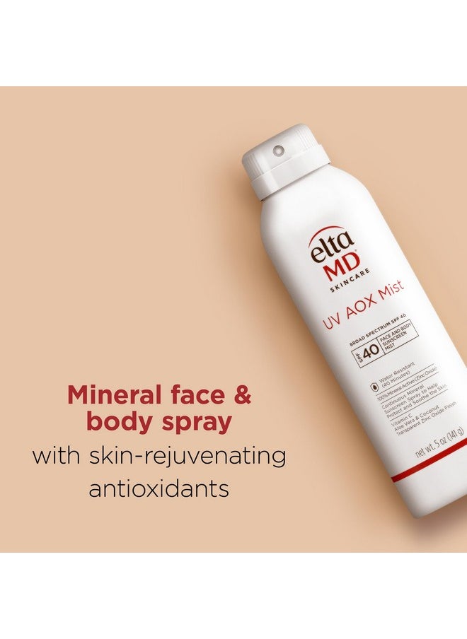 EltaMD UV AOX Mist Mineral Sunscreen Spray, SPF 40 Spray Sunscreen for Face and Body, Zinc Oxide Sunscreen Formula, 5 oz Spray Bottle