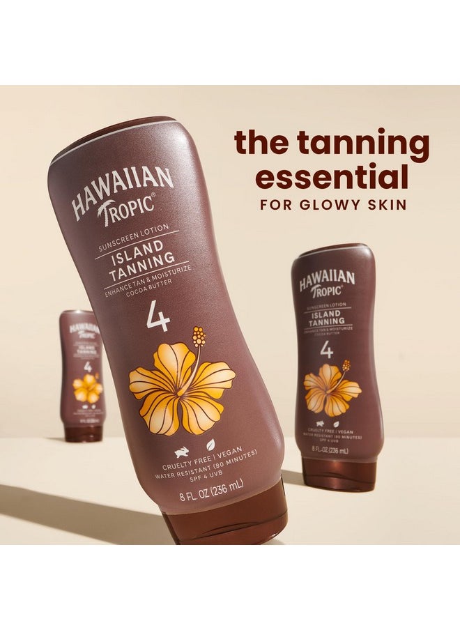 Hawaiian Tropic Island Tanning Lotion Sunscreen SPF 4, 8oz | Outdoor Tanning Lotion with SPF, SPF 4 Sunscreen, Oxybenzone Free Sunscreen, 8oz, Twin Pack