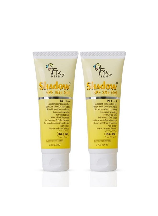 Fixderma Shadow Sunscreen SPF 30+ Gel PA+++ | Sunscreen for Oily Skin | Sun Screen Protector SPF 30 | Sunscreen for Body & Face | UVA & UVB Protection | Sunscreen for Women & Men - 75gm (Pack of 2)