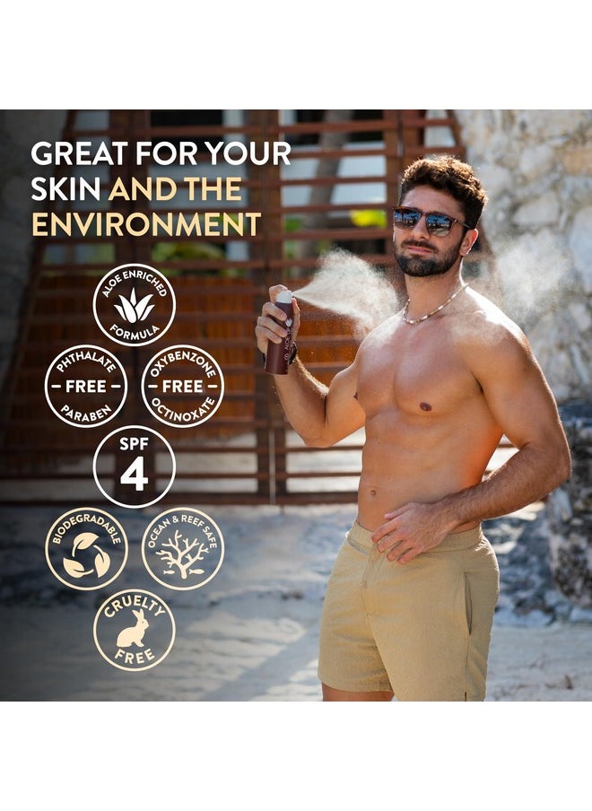 Aloe Up SPF 4 Dark Tanning Oil - Body and Face Tanning Continuous Spray for Outdoor Sun - With Sunscreen, Pure Aloe Vera, and Natural Oils - Dries Clear - Reef Friendly - Fresh Tropical Scent - 6 Oz