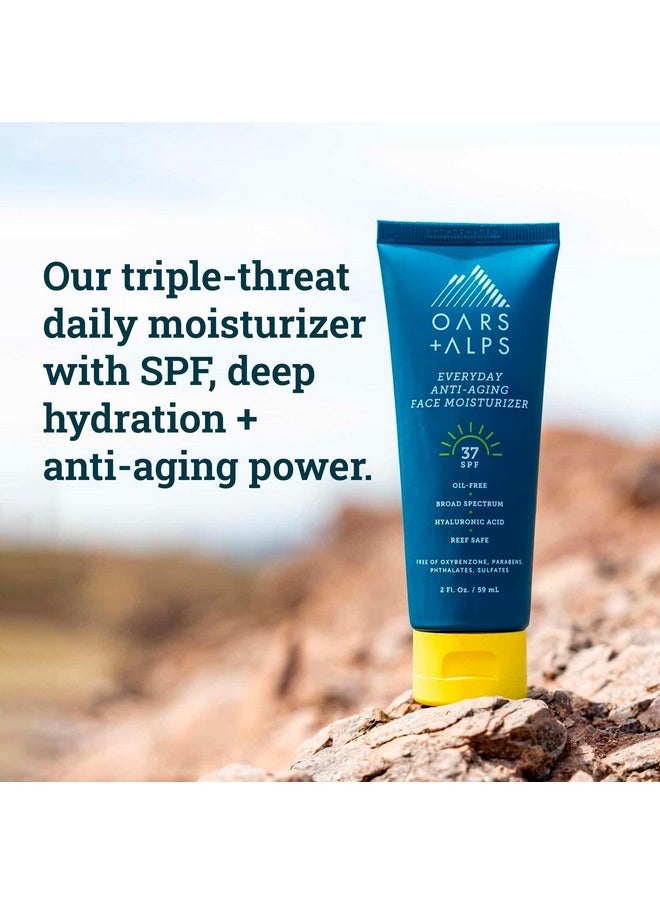 Oars + Alps SPF 37 Sunscreen and Everyday Anti Aging Face Moisturizer, Infused with Hyaluronic Acid, Vitamin E and Vitamin B5, TSA Friendly, 2 Fl Oz