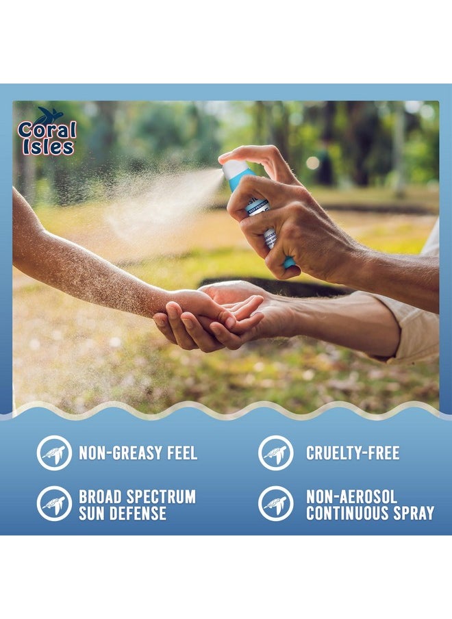 Coral Isles Reef Safe Sunscreen Spray SPF 50 - Broad Spectrum UVA/UVB Protection - Octinoxate & Oxybenzone Free - Hawaii Compliant - Non-Greasy, Fragrance Free - Water Resistant - 6 Fl Oz 3 pack