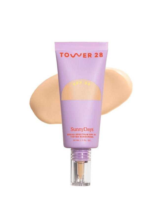 Tower 28 Beauty SunnyDays SPF 30 Tinted Mineral Sunscreen - For Sensitive Skin - 2-in-1 Facial Broad Spectrum UVA/UVB Protection + Foundation - Shade 15 MELROSE - Light with Warm Undertones, 1 Fl Oz
