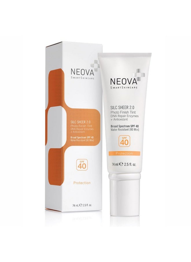 NEOVA SmartSkincare Silc Sheer 2.0 Tinted Sunscreen 2.5 fl oz | Broad Spectrum SPF 40 | Up To 80 min. Water Resistance | Oil & Fragrance Free | For All Skin Types