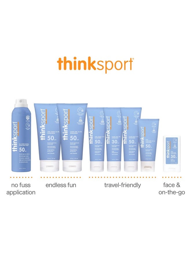 Thinksport Mineral Sunscreen, SPF 50 Clear Zinc Oxide Sunscreen, 6 Fl Oz, Water Resistant Reef Safe Sunscreen, Broad Spectrum UVA/UVB Sun Screen