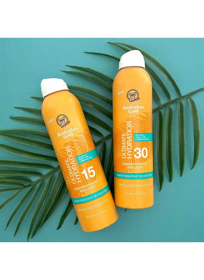 Australian Gold Continuous Spray Sunscreen SPF 30, 6 Oz, Dries Fast, Broad Spectrum, Water Resistant, Non-Greasy, Vegan and PETA Approved, Cocoa Dreams Scent
