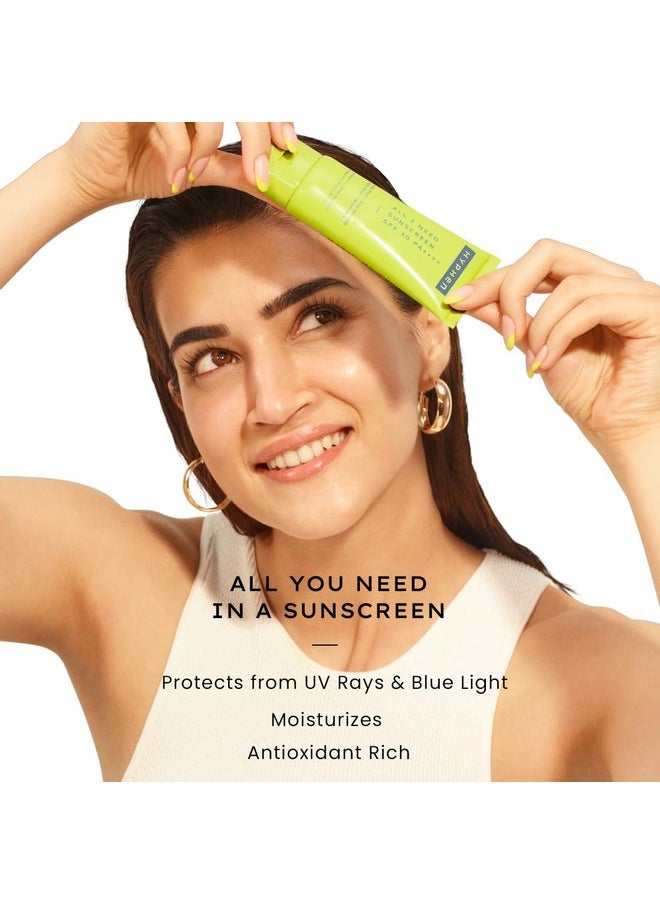 All I Need Sunscreen Spf 50 Pa ++++ | Lightweight Sun Cream That Moisturizes & Leaves No White Cast | Uva & Uvb Sun Protection & Blue Light Protection | Niacinamide, Ceramide Mineral Sunscreen Spf 50 For Women And Men | Rich In Anti-Oxidants | Korean Sunscreen For Dry, Oily, All Skin Types | 50Ml