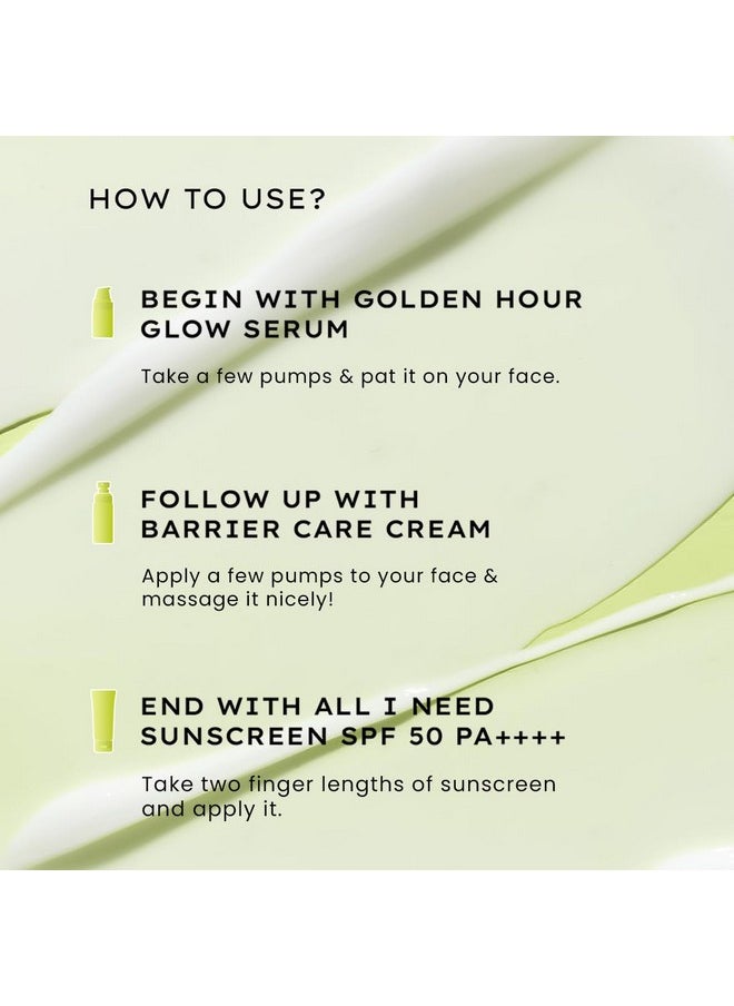 Daily Face Care Regime For Normal & Dry Skin | 3 Step Facial Kit Routine With Face Serum, Face Cream & Sunscreen Spf 50 To Heal Skin Dryness & Dehydration | Value Pack Of 3