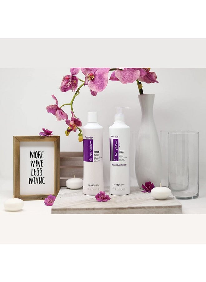 Fanola No Yellow Shampoo & Mask 11.8 oz / 2pk - Purple Anti-Brass Toner for Blonde, Silver, Gray & Highlighted Hair - Color Depositing Mask to Remove Brassiness from Bleached Locks
