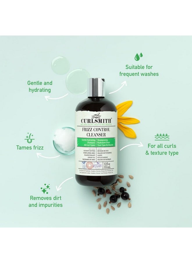 CURLSMITH - Frizz Control Cleanser, Gentle Hydrating Hair Shampoo, for All Curl Types, Long Lasting Frizz Control, Vegan, 355ml/12 fl oz