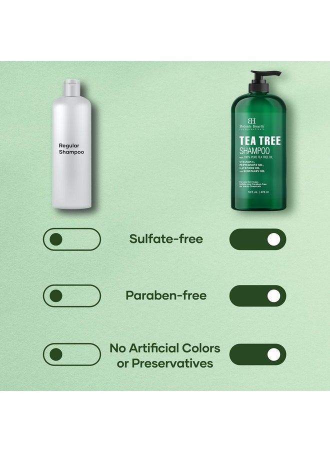Botanic Hearth Tea Tree Shampoo, Vitamin C, Peppermint, Lavender and Rosemary Oil, Fights Dandruff and Dry Scalp, 16 fl oz