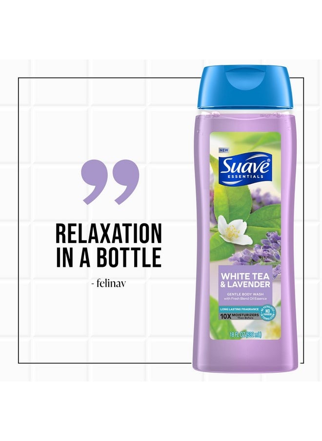 Suave Moisturizing Body Wash Women, White Tea and Lavender with Vitamin E and Aloe Extracts, No Parabens, No Phthalates, 18 Oz (Pack of 6)