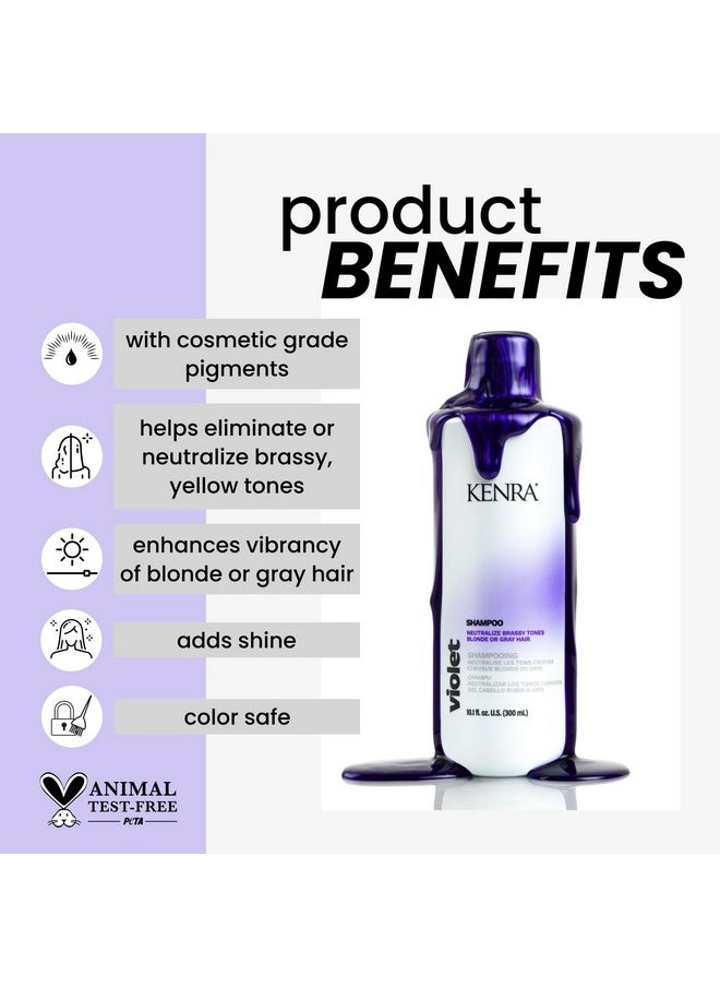 Kenra Violet Shampoo | Eliminates Brassy Tones | Purple Pigment + Deposit | Neutralizes Yellow | Moisturizes Processed Hair | Enhances Vibrancy of Blonde or Gray Hair | Color Safe | 10.1 fl. oz.