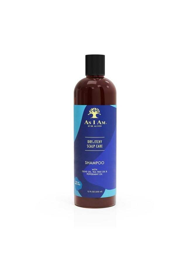 As I Am Dry & Itchy Scalp Care Shampoo - 12 ounce - Cleanses and moisturizes dry and itchy scalp - With Olive Oil, Tea Tree Oil & Peppermint Oil