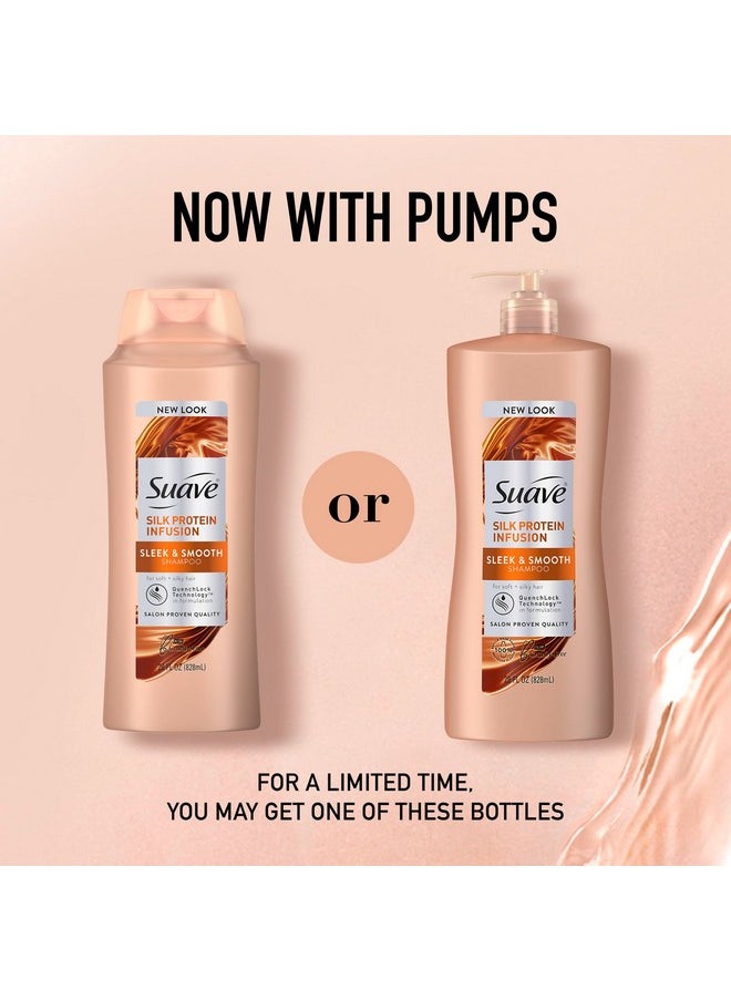 Suave Silk Protein Infusion Shampoo, Sleek and Smooth, for Soft Hair and Frizz Control, 28 oz Pack of 4