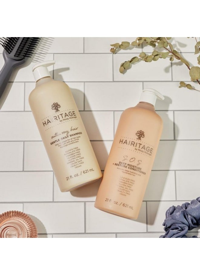 Hairitage Gentle Daily Hydrating and Moisturizing Shampoo For Dry Hair with Jojoba Oil + Aloe Vera - Ultra-Mild + Moisture-Rich - Improves Dry, Brittle Strands, 21 fl. oz.