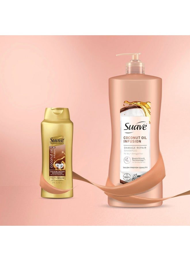 Suave Coconut Oil Damage Repair Shampoo, for Normal, Dry and Damaged Hair, with Pure Coconut Oil Infusion, 28 oz Pack of 4