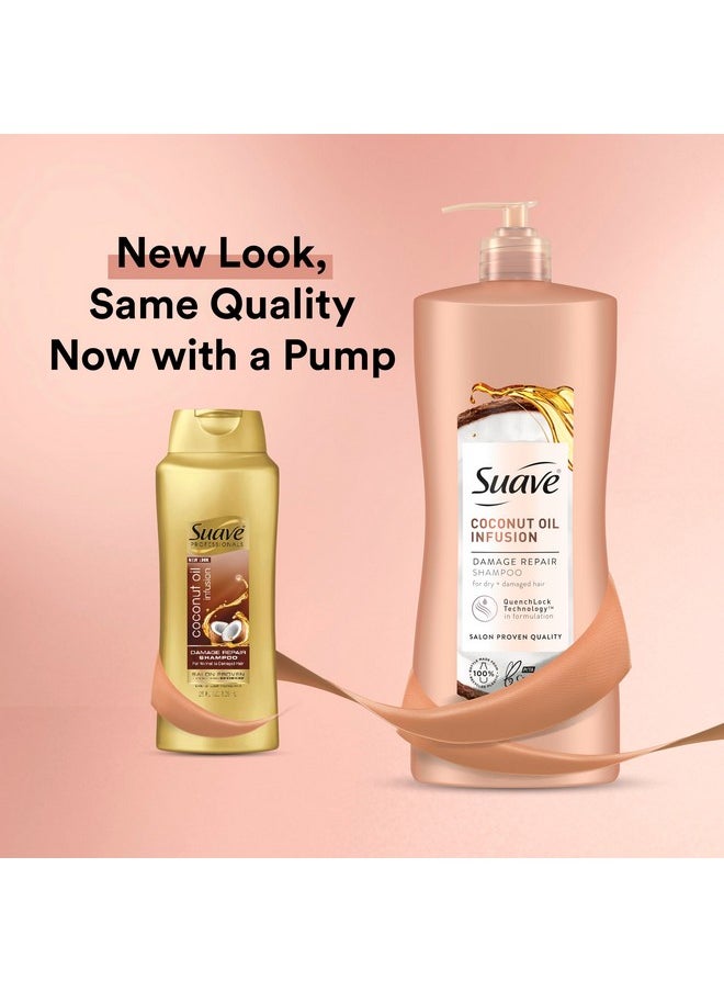Suave Coconut Oil Damage Repair Shampoo, for Normal, Dry and Damaged Hair, with Pure Coconut Oil Infusion, 28 oz Pack of 4