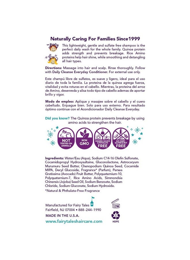 Fairy Tales Daily Cleanse Everyday Kids Shampoo - Gentle Natural Defining Shampoo, Tangle Free, Moisturizing and Hydrating Formula, Paraben Free - 12 oz