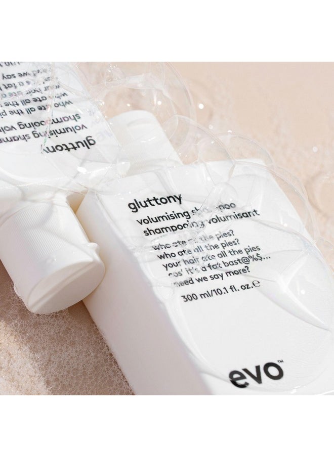 EVO Gluttony Volumising Shampoo - Volumizing Shampoo For All Types Of Hair - Adds Lift, Body Shine, Strength & Elasticity - 300ml / 10.1fl.oz
