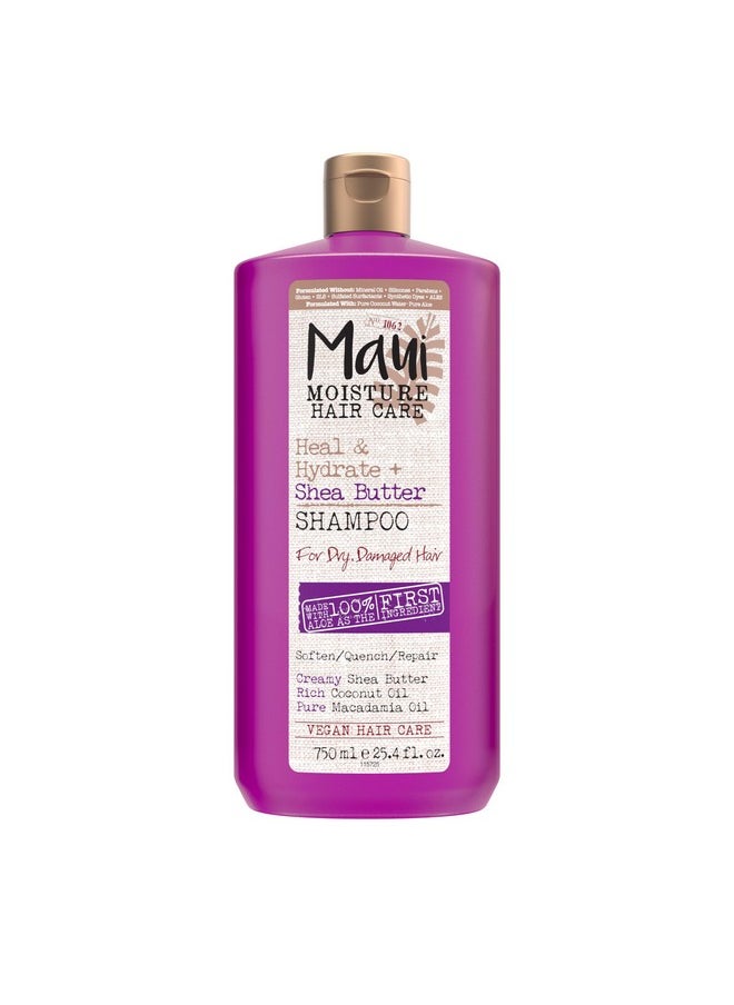 Maui Moisture Heal & Hydrate + Shea Butter Shampoo for Dry, Damaged Curls Helps Revive Curly & Coily Hair with Coconut Oil & Macadamia Oil, Vegan & Sulfate-Free Surfactants, 25.4 fl. oz