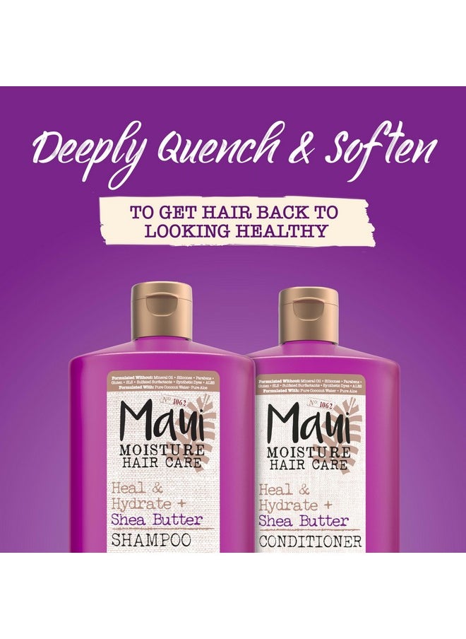 Maui Moisture Heal & Hydrate + Shea Butter Shampoo for Dry, Damaged Curls Helps Revive Curly & Coily Hair with Coconut Oil & Macadamia Oil, Vegan & Sulfate-Free Surfactants, 25.4 fl. oz