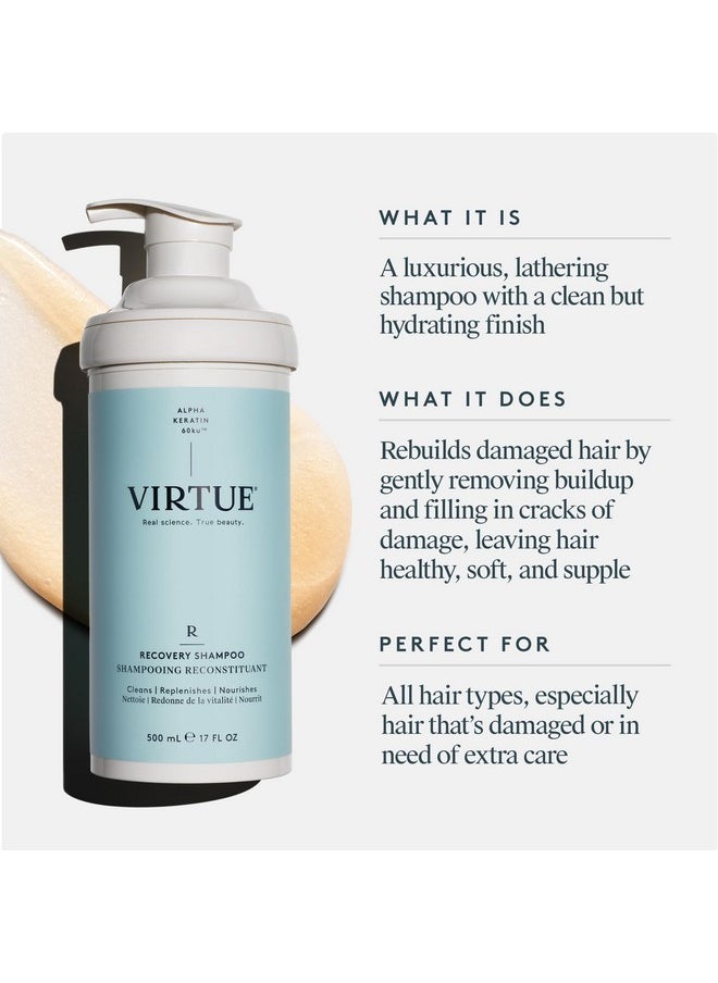 Virtue Recovery Sulfate Free Shampoo with Keratin and Baobab Seed Oil for Damaged Hair, Color Safe