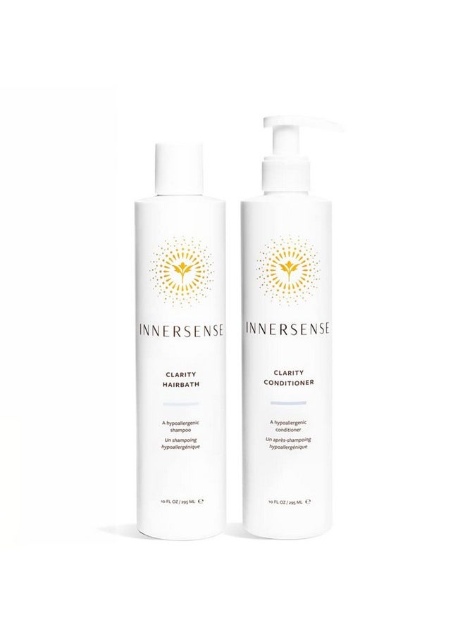 Innersense Organic Beauty - Natural Clear + Calm Hypoallergenic Clarity Hairbath + Conditioner Duo | Non-Toxic, Cruelty-Free Haircare (10 fl oz | 295 ml)