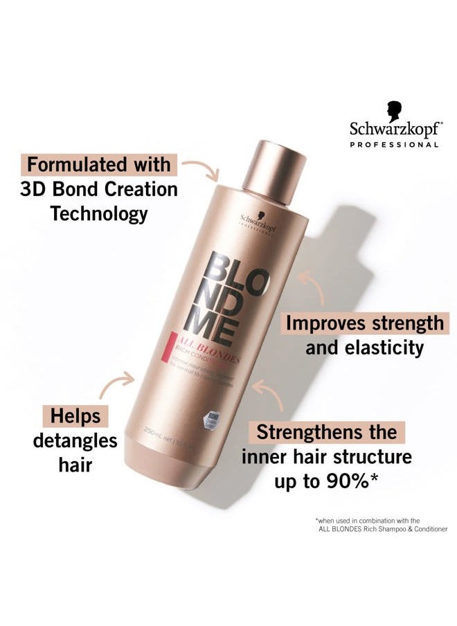 All Blondes Rich Conditioner – Nourishing Daily Treatment – Strength, Elasticity and Shine for Normal to Coarse Color Treated and Natural Blonde Hair, 250 ml