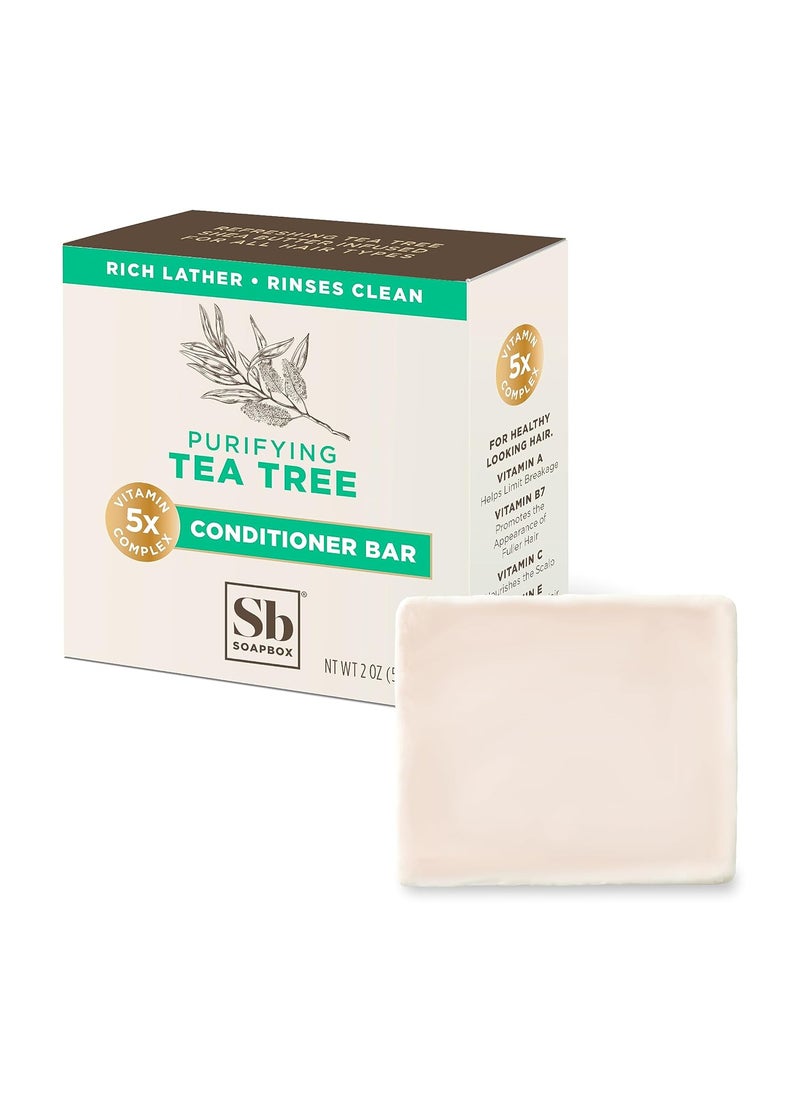 Soapbox Hair Conditioner Bar with Tea Tree Oil to Clean  Purify Dry Damaged Hair  Scalp  2oz Solid Conditioner Low Plastic Vegan Sulfate Free Paraben Free
