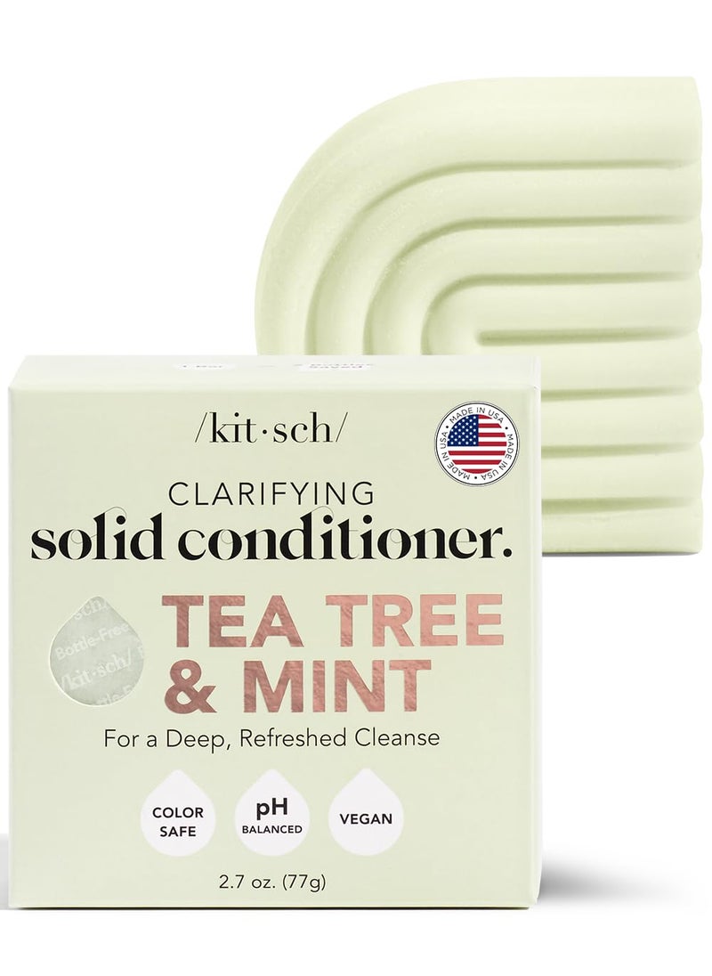 Kitsch Tea Tree  Mint Solid Natural Hair Conditioner Bar for Curly Wavy Fine Hair Clarifying  Cleansing Organic Conditioner Hair Color Safe Zero Waste Vegan Eco Friendly Sulfate Free 27 oz