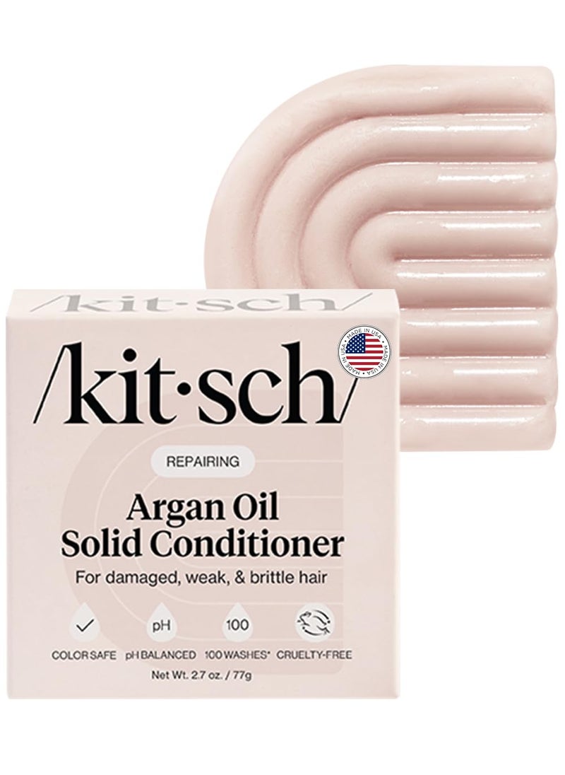 Kitsch Repairing Argan Oil Solid Conditioner Bar for Hair Care  Vegan All Natural Made in USA ParabenFree SulfateFree for Damaged Weak and Brittle Hair 27 oz