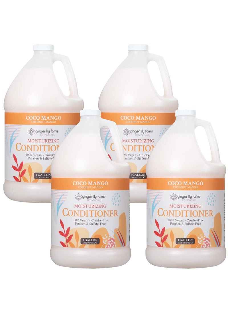 Ginger Lily Farms Botanicals Moisturizing Conditioner for Dry Hair Coco Mango 100 Vegan  CrueltyFree Coconut Mango Scent 1 Gallon Refill Pack of 4