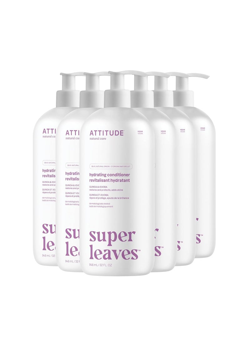 ATTITUDE Moisture Rich Hair Conditioner For Dry and Damaged Hair Naturally Derived Ingredients Vegan Detangler Dermatologiocally Tested Quinoa and Jojoba 32 Fl Oz Pack of 6