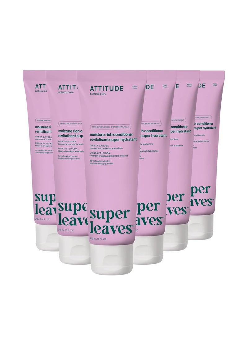 ATTITUDE Moisture Rich Hair Conditioner For Dry and Damaged Hair Naturally Derived Ingredients Vegan Detangler Dermatologiocally Tested Quinoa and Jojoba 240 mL Pack of 6