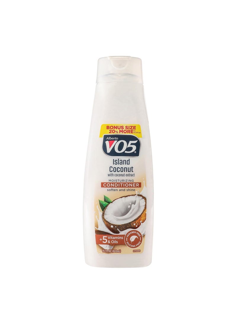 Alberto VO5 Island Coconut Revitalizing Conditioner  Hair Conditioner Formulated with Essential Vitamins and Oils  Tropical Fragrance  15 oz