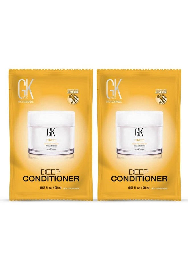 GK HAIR Global Keratin Deep Conditioner Masque Pack of 2 (0.67 Fl Oz/20ml) Intense Hydrating Repair Treatment Mask for Dry Damaged Color Treated Frizzy Hair Restoration Formula with JOJOBA Seed Oils