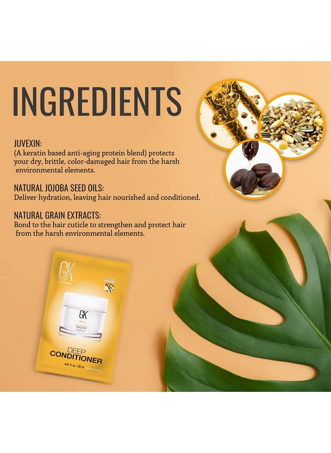 GK HAIR Global Keratin Deep Conditioner Masque Pack of 2 (0.67 Fl Oz/20ml) Intense Hydrating Repair Treatment Mask for Dry Damaged Color Treated Frizzy Hair Restoration Formula with JOJOBA Seed Oils