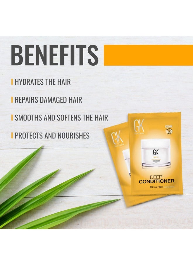 GK HAIR Global Keratin Deep Conditioner Masque Pack of 2 (0.67 Fl Oz/20ml) Intense Hydrating Repair Treatment Mask for Dry Damaged Color Treated Frizzy Hair Restoration Formula with JOJOBA Seed Oils