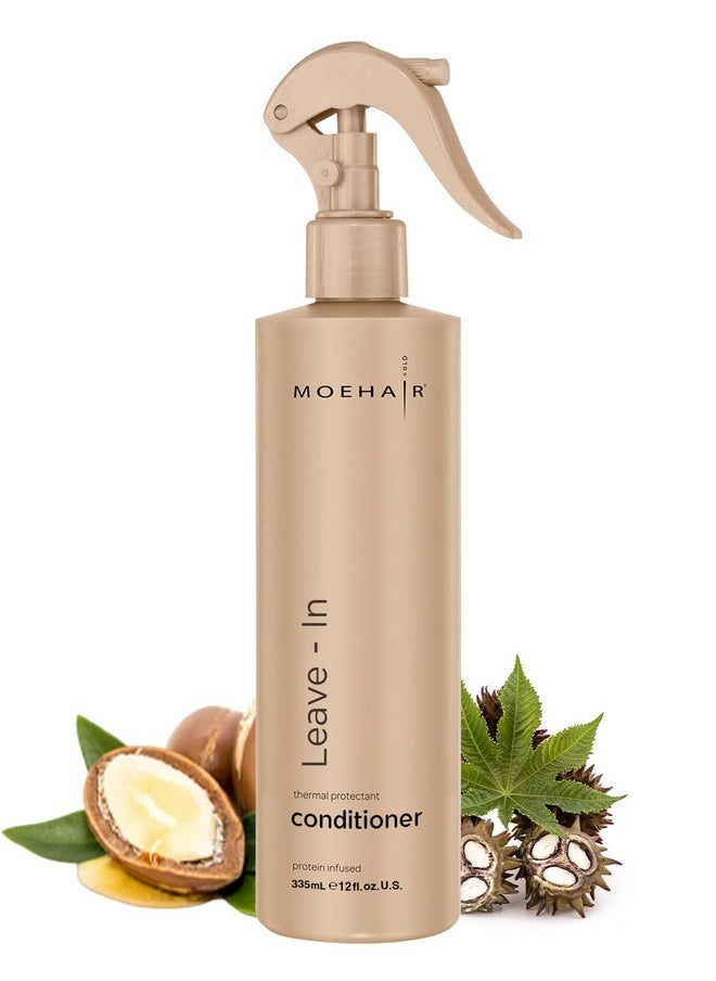 MOEHAIR Leave-in Conditioner (12 Fl. Oz.) | Infused with Proteins and Argan Oil | Curly Hair Detangler Spray For Women & Men | Hair Softener | Breakage and Split End Repair | Sulfate and Paraben Free