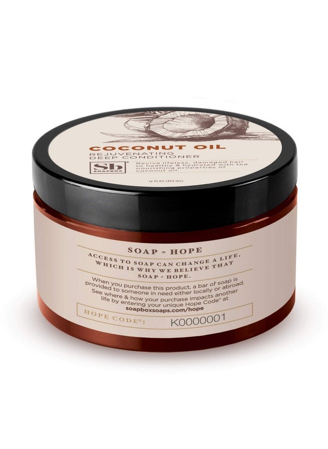 Soapbox Deep Conditioner, Hydrating & Rejuvenating Coconut Oil Treatment for Natural, Curly, Dry or Damaged Hair, Vegan Conditioner Sulfate, Paraben & Cruelty & Silicone Free, 12 Fl Oz