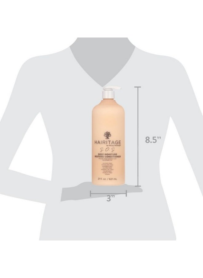 Hairitage Deep Moisture & Restore Deep Conditioner with Safflower Oil for Dry, Thick Hair - Hydrating - for Coily + Curly + Wavy Hair Types - Vegan for Women + Men, 21 fl. oz.