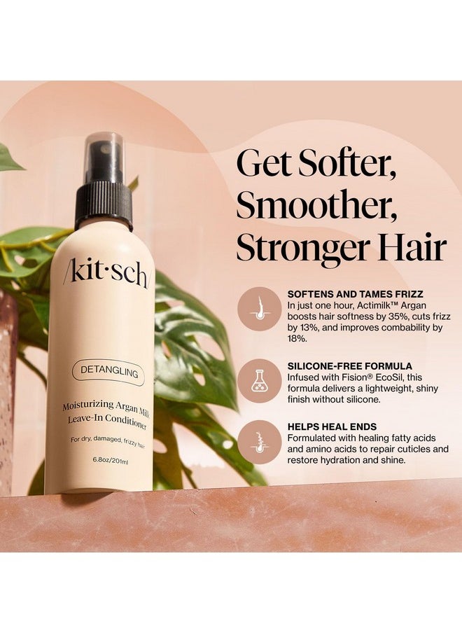 Kitsch Argan Milk Leave-In Conditioner - Hydrating & Nourishing Hair Treatment, Sulfate-Free Frizz Control Spray, Enhances Shine & Softness, Lightweight, Non-Greasy Formula for All Hair Types - 6.8oz