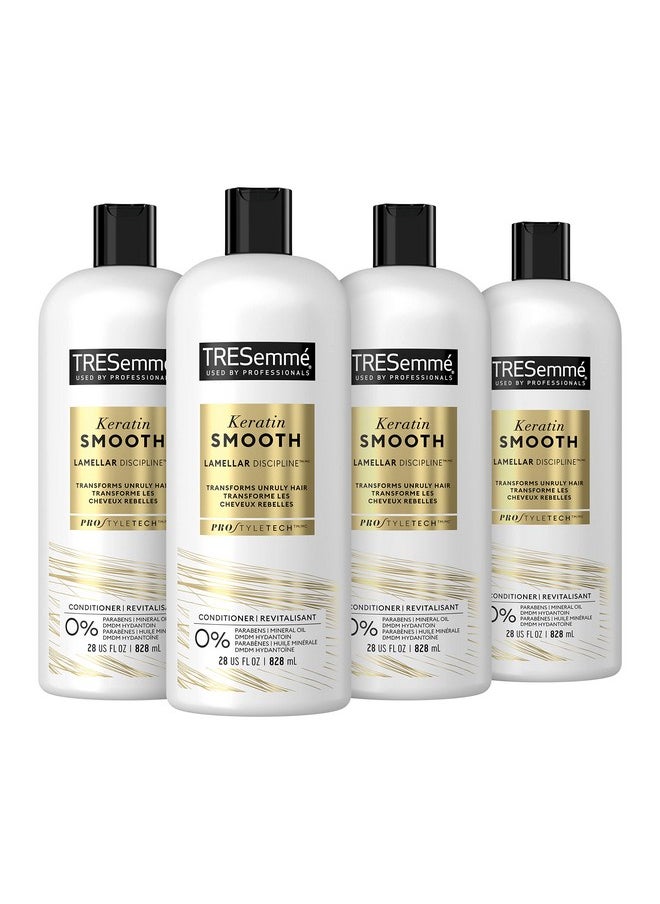 TRESemmé Keratin Smooth Conditioner 4 pack for Frizzy Hair, Formulated with Lamellar-Discipline, 28 Fl Oz