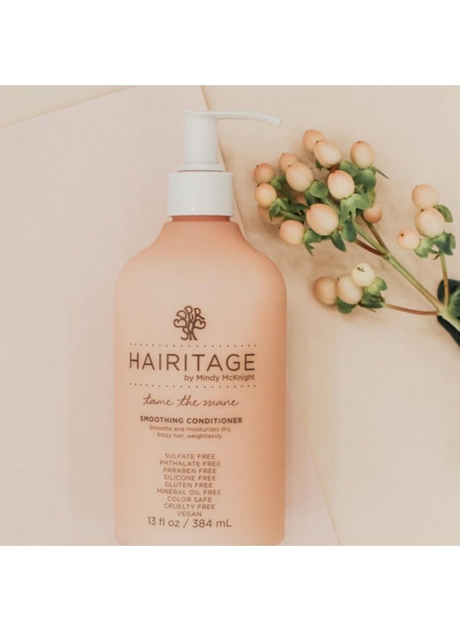 Hairitage Tame the Mane Smoothing Hair Conditioner Formulated with Jojoba Oil + Avocado Oil - Fights + Prevents Frizz - Smoothing + Hydrating - Natural Shine + Fortified Hair, 13 fl. oz.
